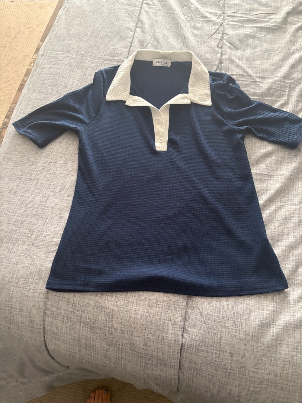 Gilli Navy Short-Sleeve Polo with White Contrast Collar